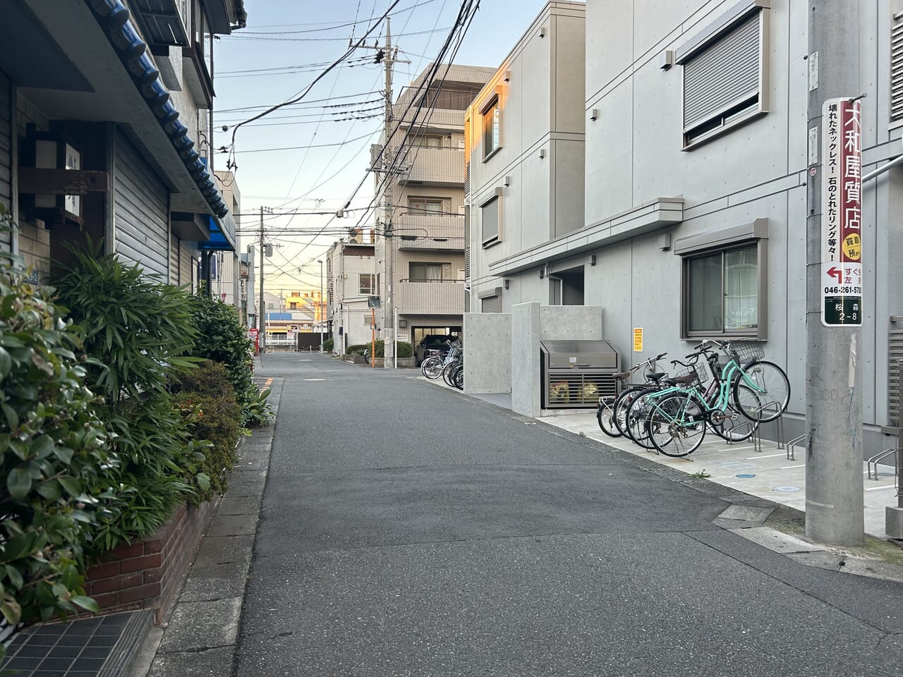 炭火やきとりharuhiの前の道路